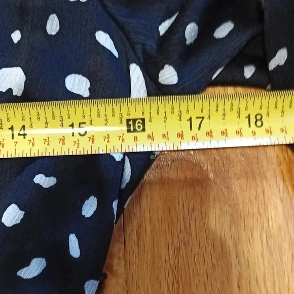 Y2K printed black & white surplice mini dress sheer sleeves lined skirt small - Picture 14 of 16